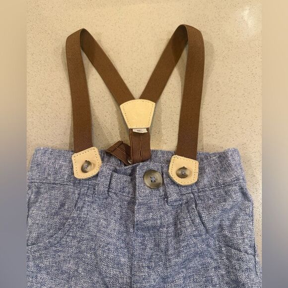 Baby Boy Cat & Jack Denim Adjustable Height Suspender Jean pants size 3-6 months - Picture 4 of 4